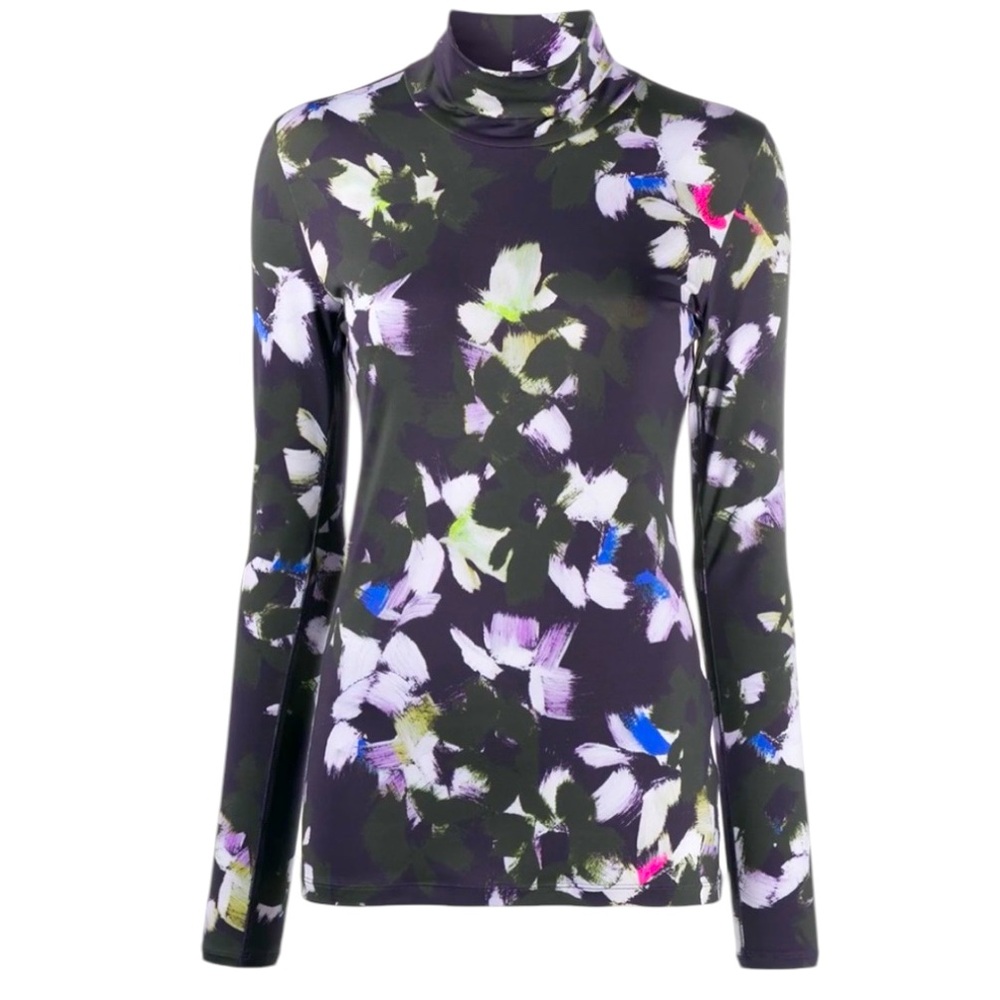 DOROTHEE SCHUMACHER‎ Floral Movement-print Turtleneck Top In Black Size 4